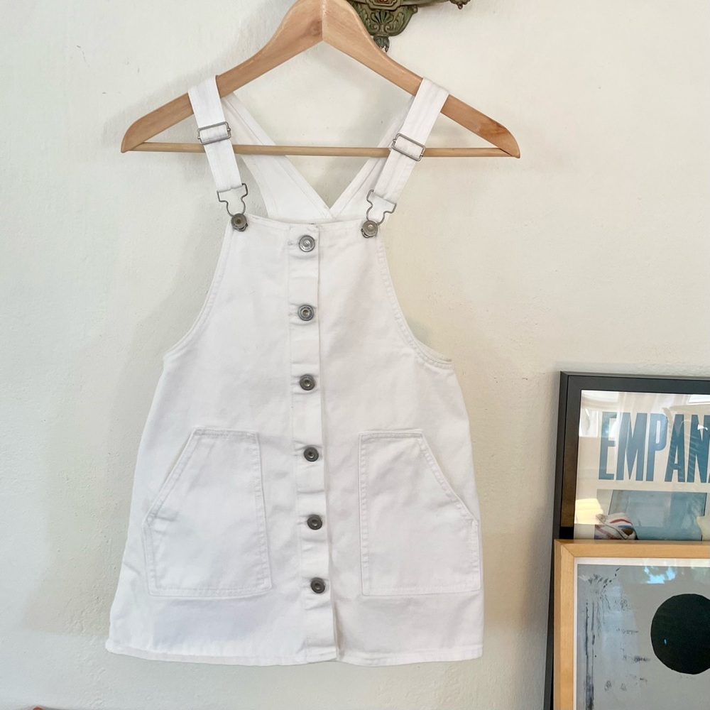 Zara Girls White Denim Pinafore Dress